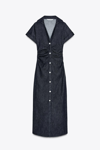 AGNES - Denim Midi-klänning