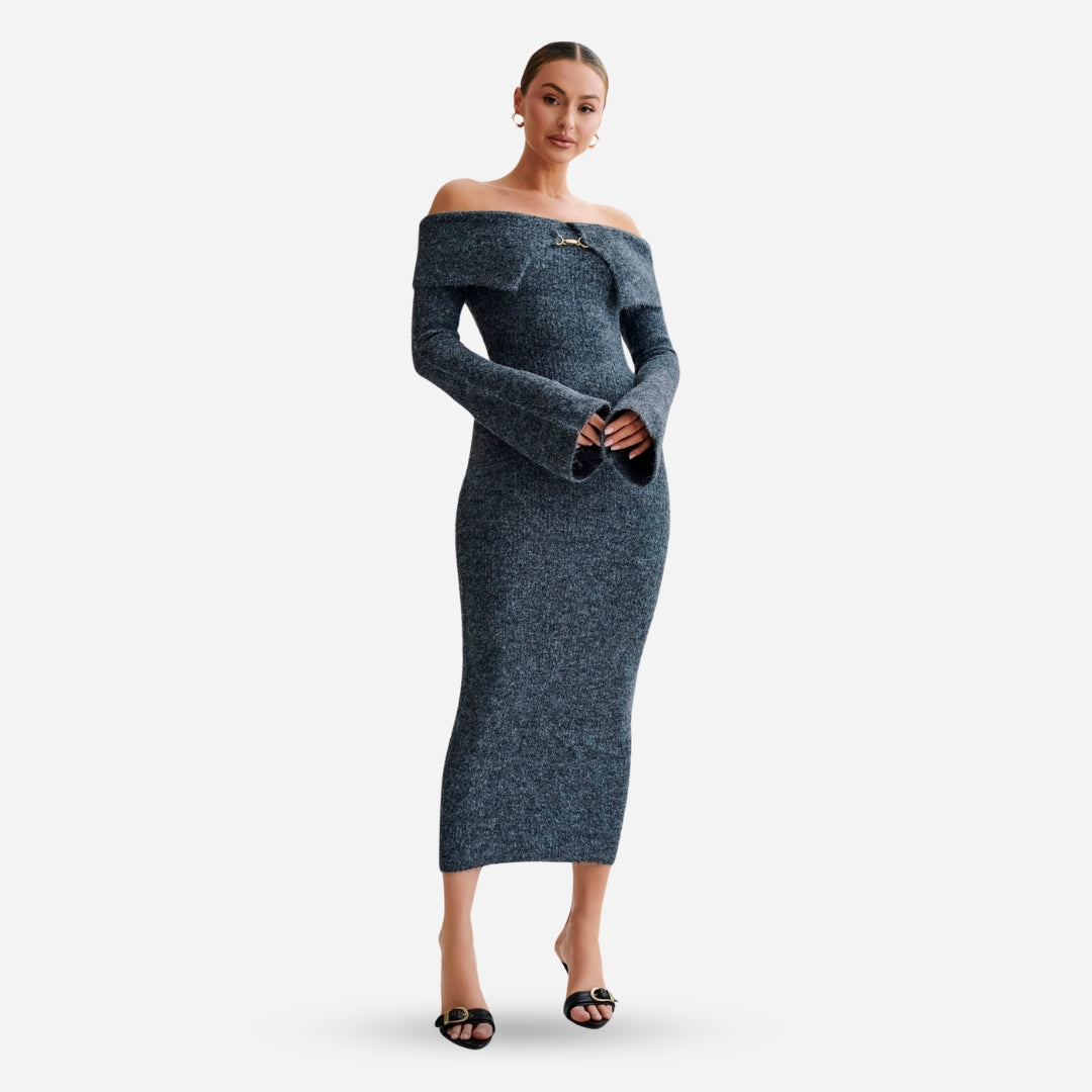 SABINA™ | Off-Shoulder Knit Klänning