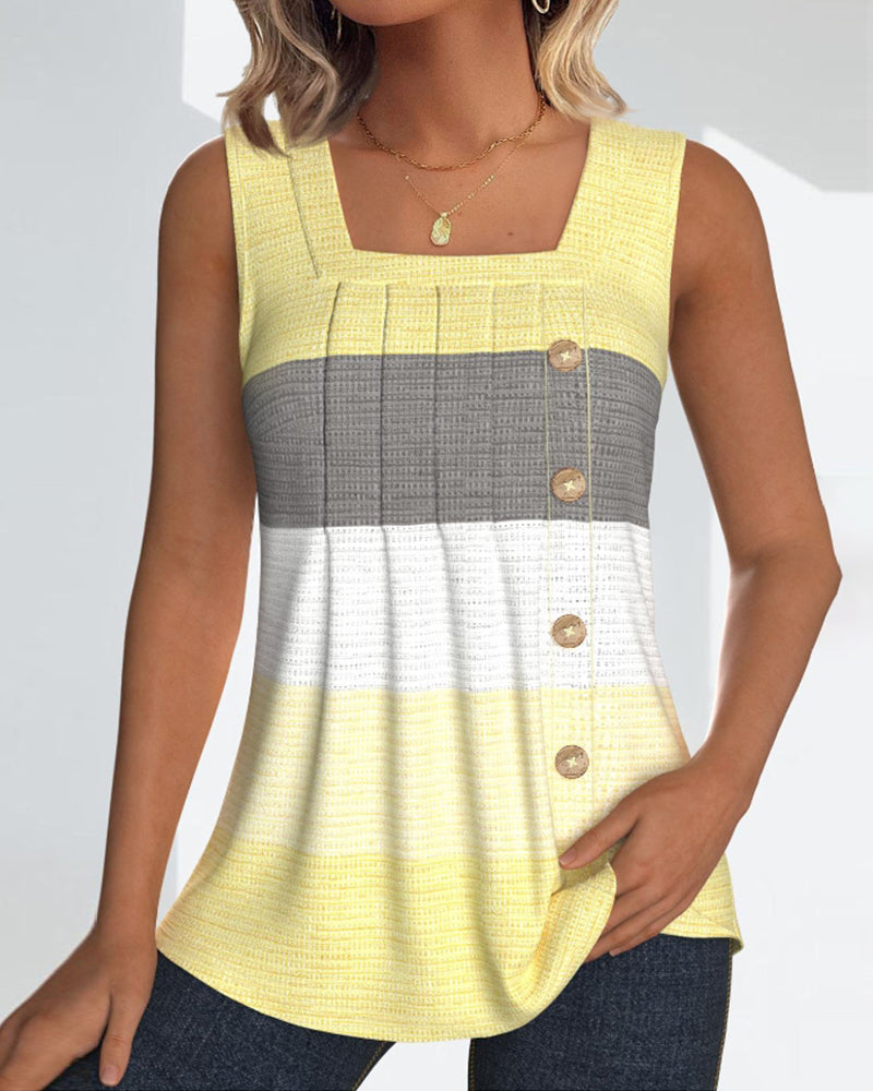 ROMA™ - Randig tanktop med knappar