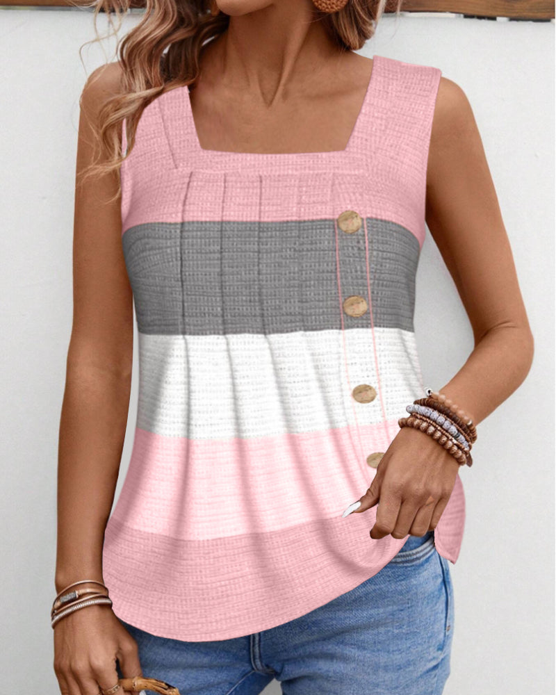 ROMA™ - Randig tanktop med knappar
