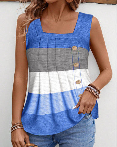 ROMA™ - Randig tanktop med knappar