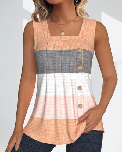 ROMA™ - Randig tanktop med knappar
