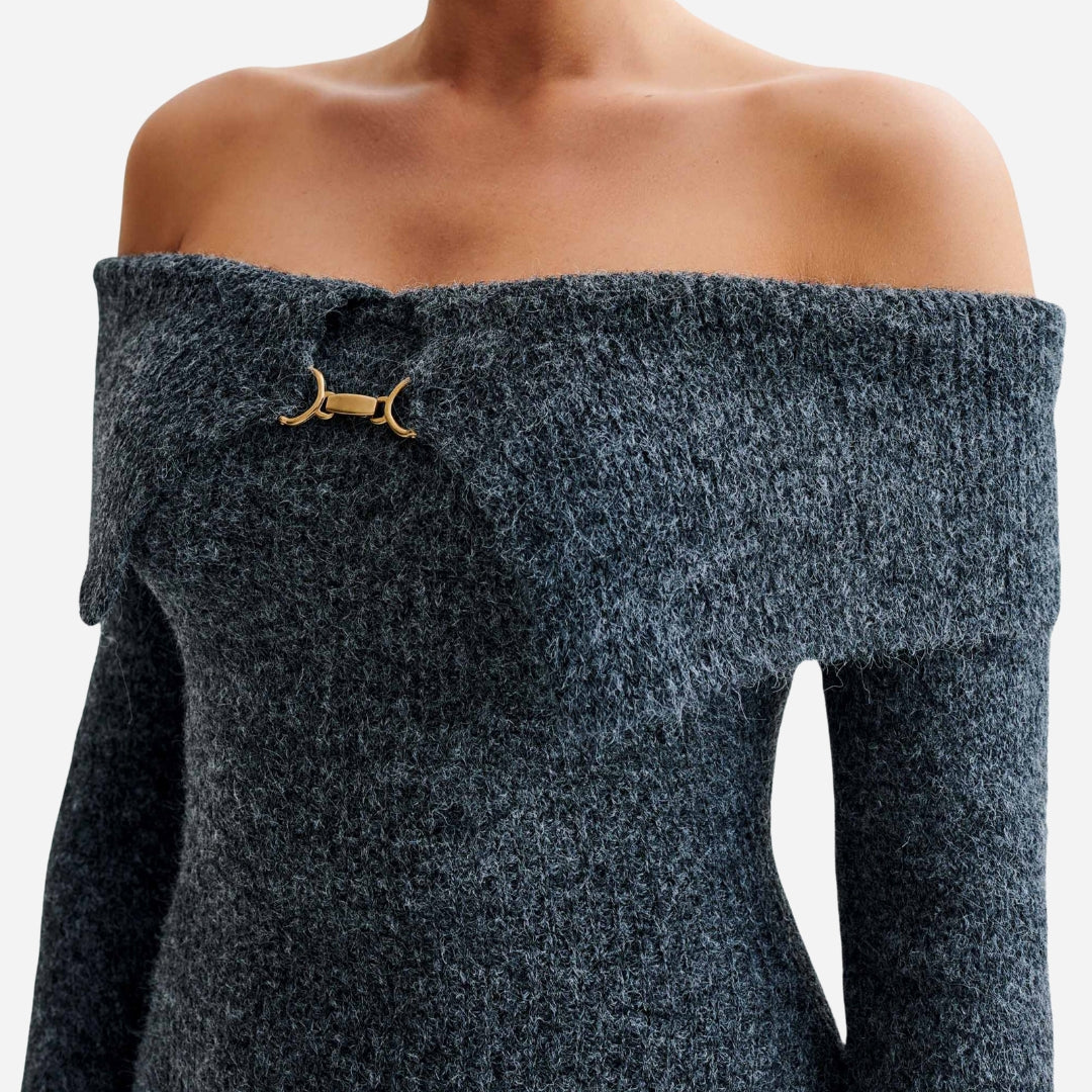 SABINA™ | Off-Shoulder Knit Klänning