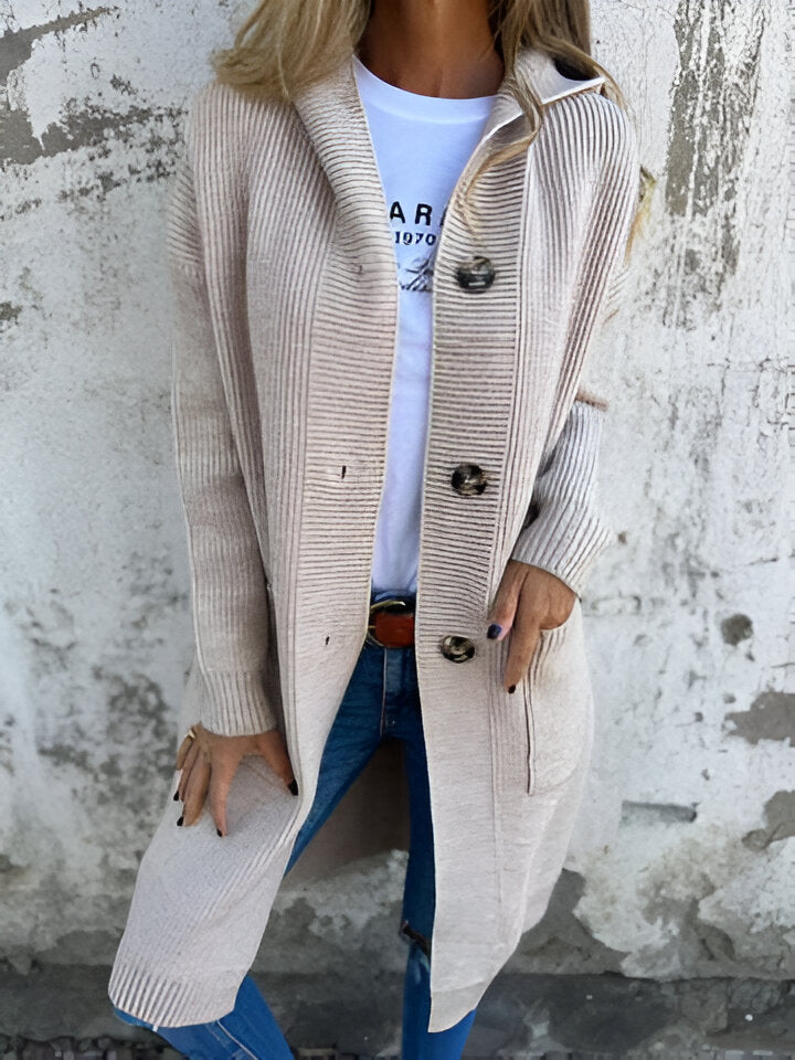 PRISCILLA™ | Vår hoodie-stickad jacka