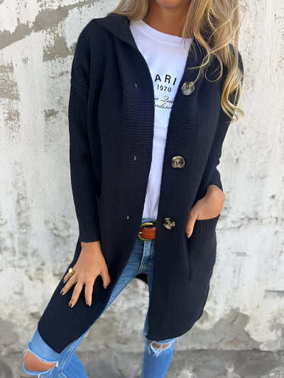 PRISCILLA™ | Vår hoodie-stickad jacka