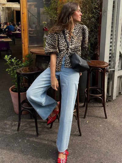 REBECCA™ | Söt Leopard Top